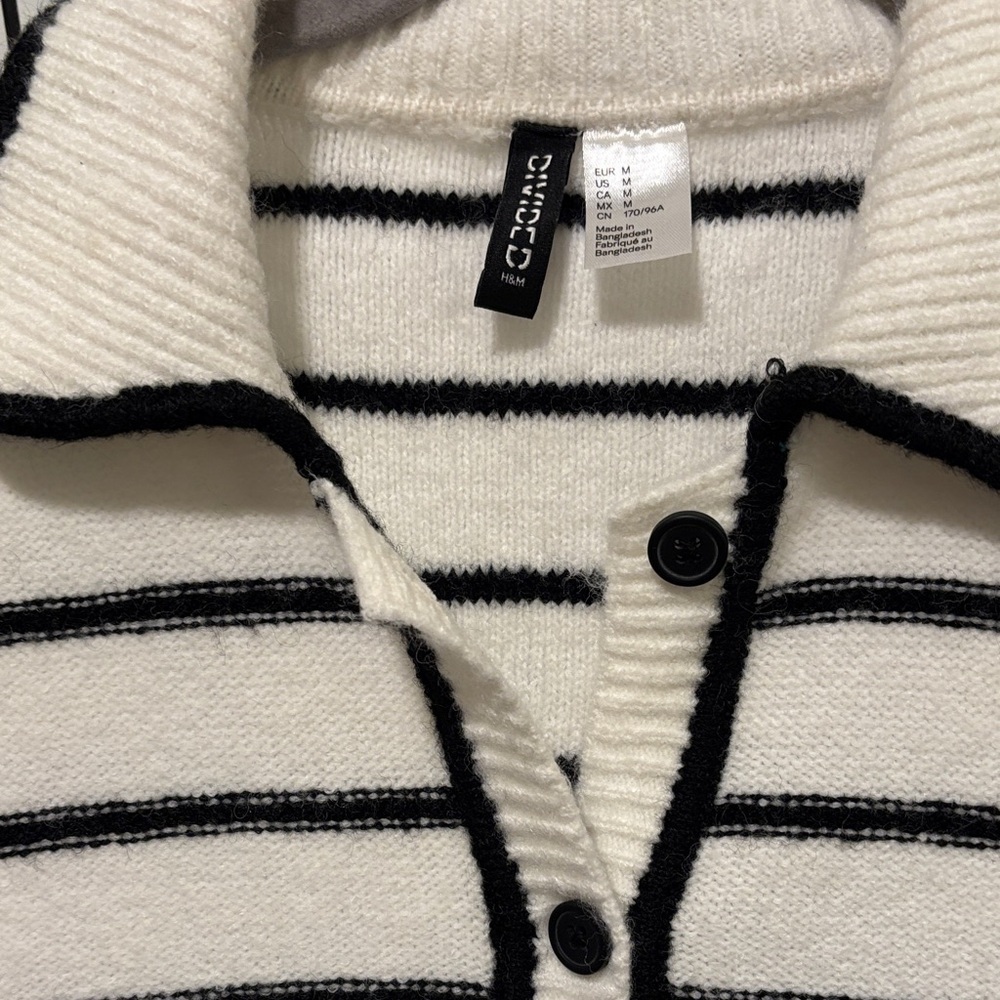 H&M Black and White Striped Button Down Shirt - Picture 3 of 5